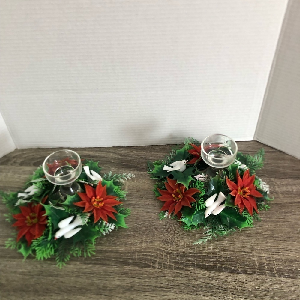 Vtg Holiday Candle Holders